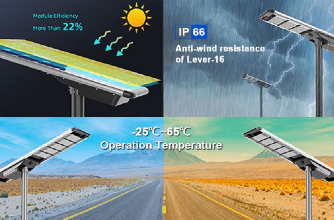Recursos de luz de rua solar tudo-em-um de 40W