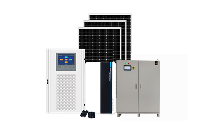 15-50kw off grid sistema de energia solar com bateria de lítio de alta tensão