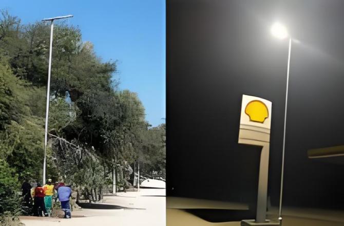120 conjuntos de luminárias solares tudo-em-um de 100 W para iluminação pública em Uganda