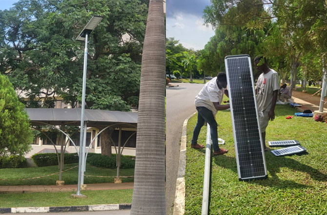 150 Conjuntos de Postes de Iluminação Solar Integrados SLZ-100W na Nigéria