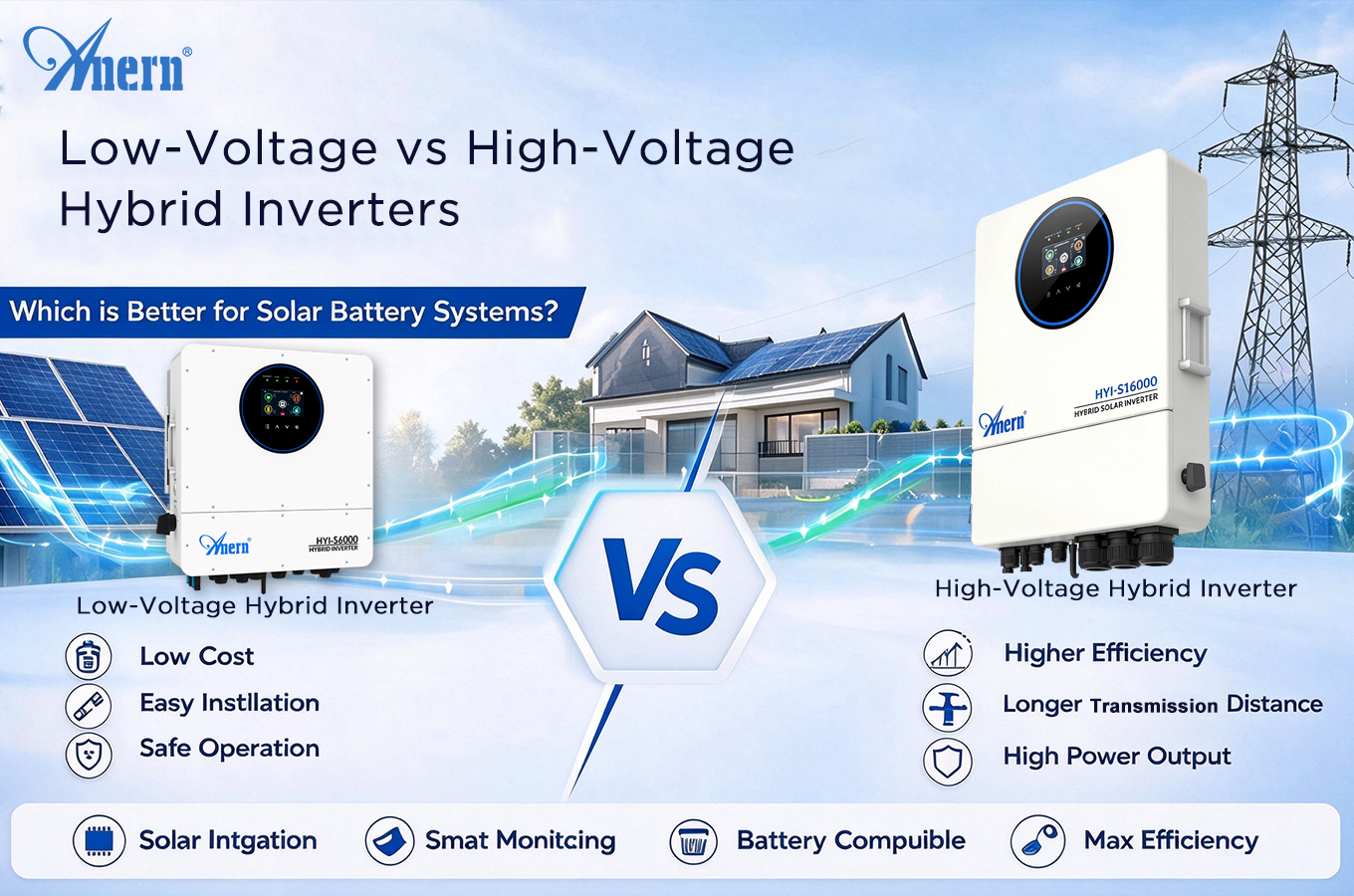 Inversores Híbridos de Baixa Tensão vs Alta Tensão: Qual É Melhor para Sistemas de Bateria Solar?